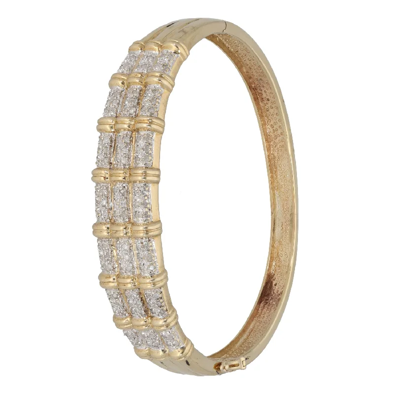 Designer Silver Bangles with Unique Patterns-9ct Gold 1.00ct Diamond Alternative Bangle