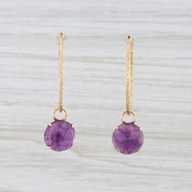 Personalized Silver Drop Earrings-New Nina Nguyen Hoops with Charms Earrings 18k Yellow Gold Amethyst