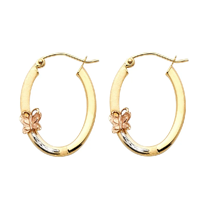 Gold Glitter Earrings-14K Hoop Earrings with Butterfly