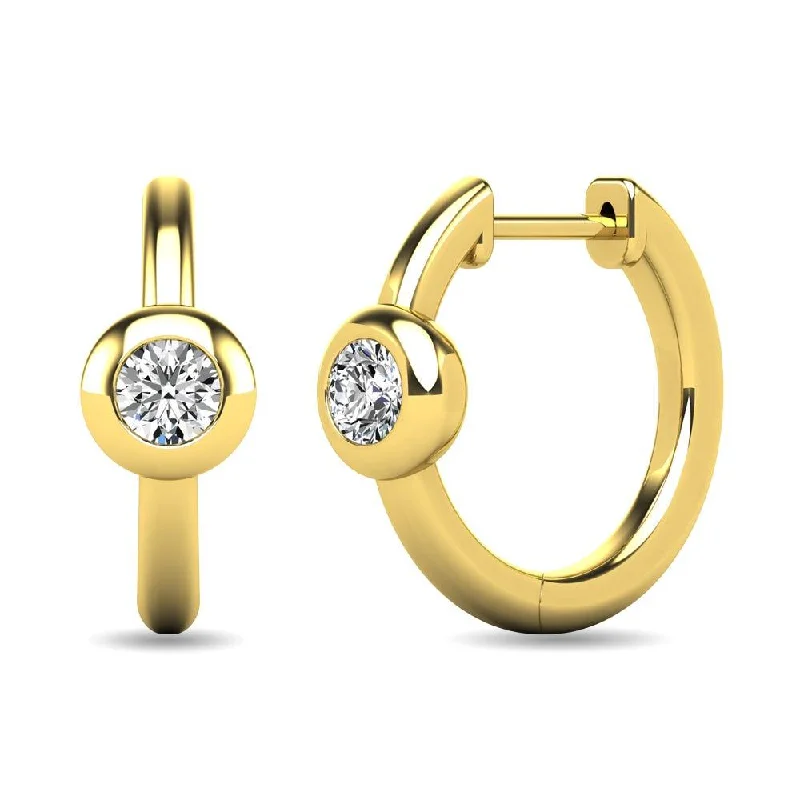 Elegant Diamond Earrings-Diamond 1/10 ct tw Bezel Set Earrings in 10K Yellow Gold