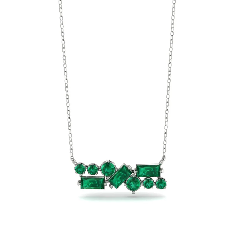 Customized Pendant Necklace with Name-Emerald Baguette Necklace Mix - Kinley No. 21