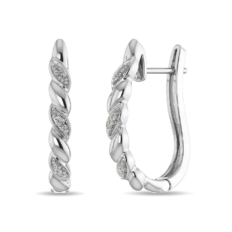 Gemstone Hoop Earrings-Diamond Hoop Earrings 1/10 ct tw in Sterling Silver