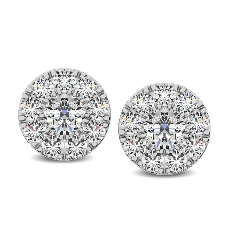 Sparkling Earrings for Evening Wear-Diamond 1/4 Ct.Tw. Round Frame Stud Earrings