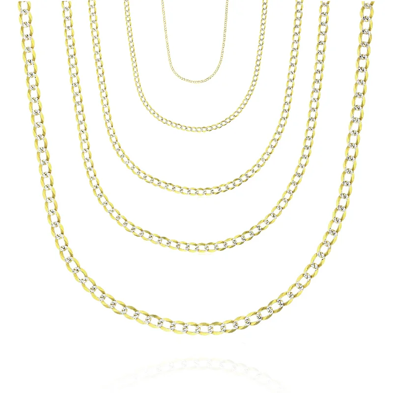 Customized Pendant Necklace with Name-Solid Two-Tone Curb/Italian-Cuban Link Chain (18K)