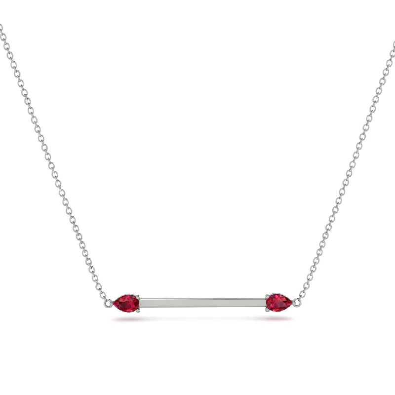 Designer Gold Necklace for Bridesmaids-Minimalist Pear Ruby Necklace - Melissa No. 12