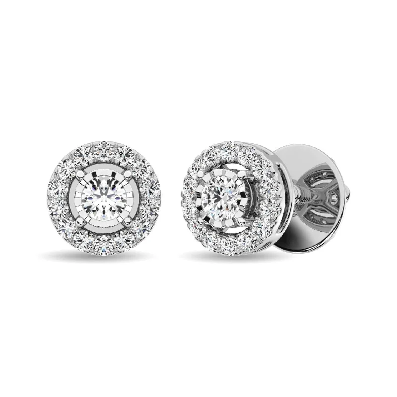 Bold Drop Earrings for Parties-10K White Gold 1/4 Ct.Tw.Diamond Stud Earrings