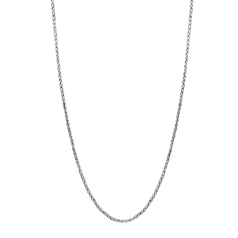 Custom Diamond Pendant Necklace for Brides-Wheat Chain (Silver)