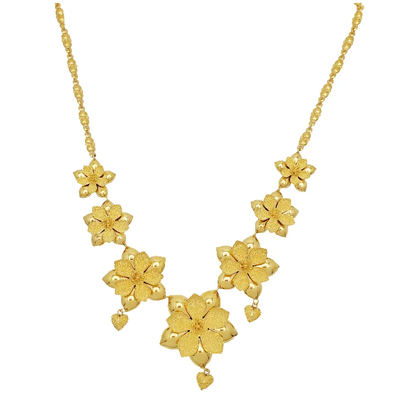 Fine Silver Necklace for Special Events-Flower Fancy Necklace (24K)