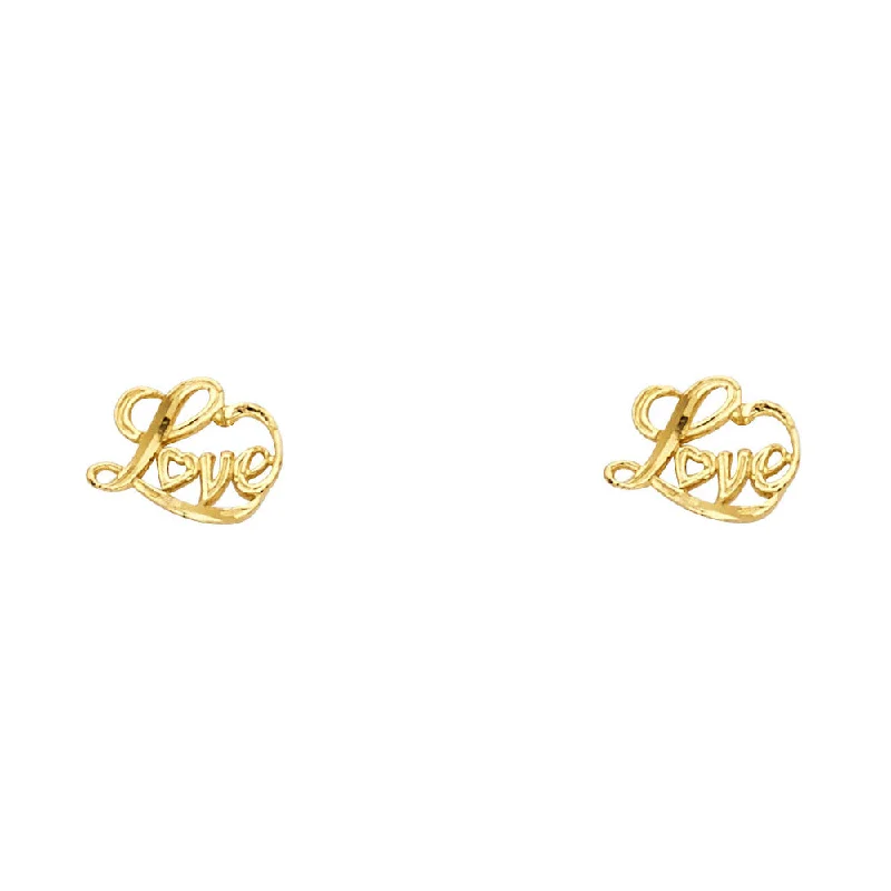 Gold-Plated Hoop Earrings-14KY Love Post Earrings