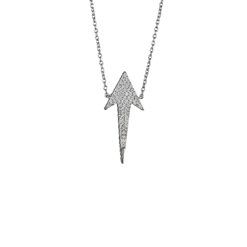 Simple Gold Chain Necklace for Men-Iced-Out Arrow Necklace (Silver)