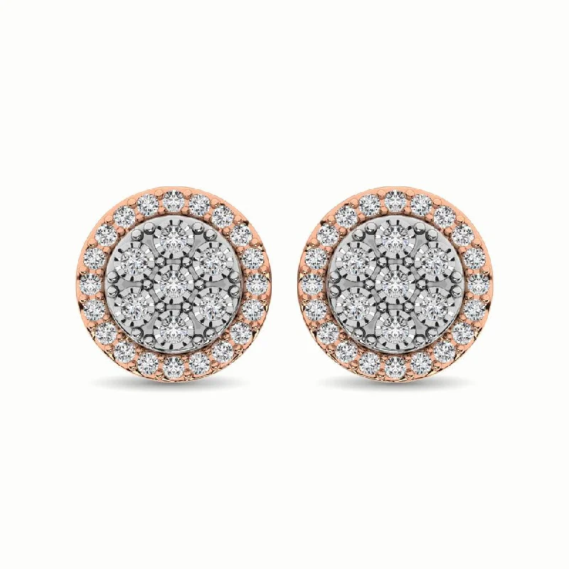 Gold Glitter Earrings-10K Two Tone 1/2 Ct.Tw. Diamond Stud Earrings