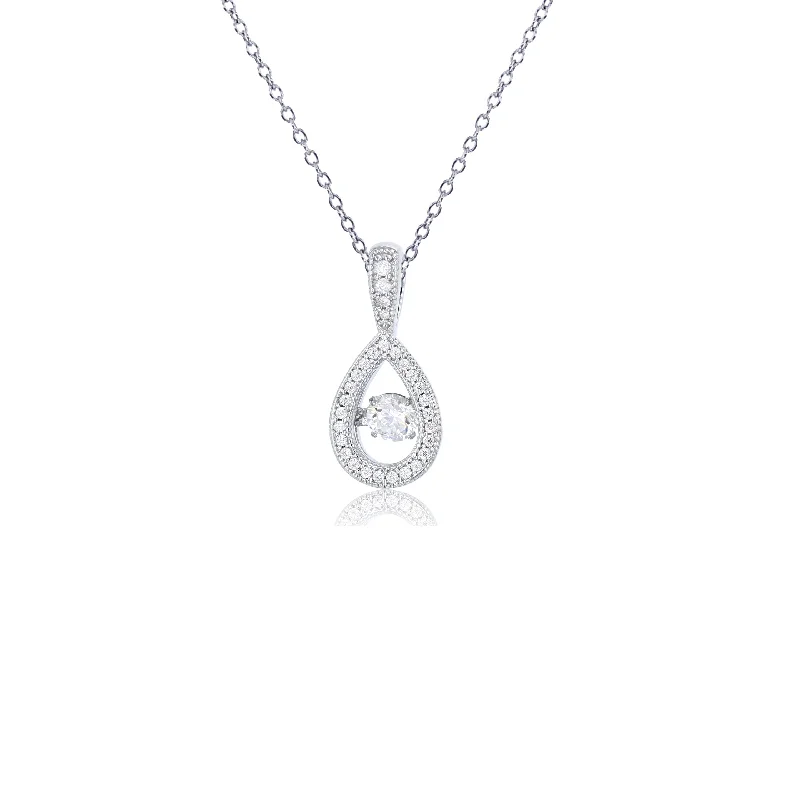 Elegant Bridal Necklace with Diamonds-Teardrop Necklace (Silver)