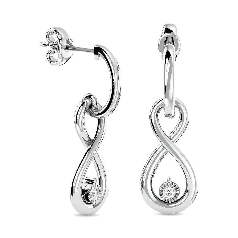 Sterling Silver Earrings for Men-Diamond 1/20 ct tw Infinity Earrings in Sterling Silver