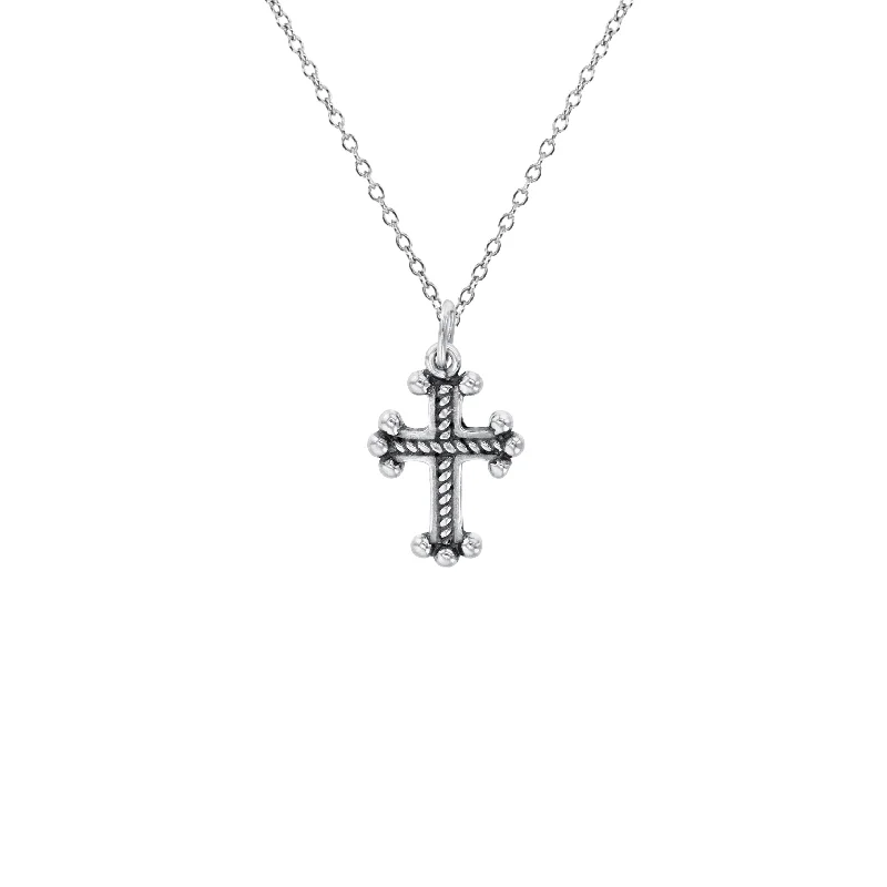 Elegant Gold Necklace with Gemstone Pendant-Cross Necklace (Silver)