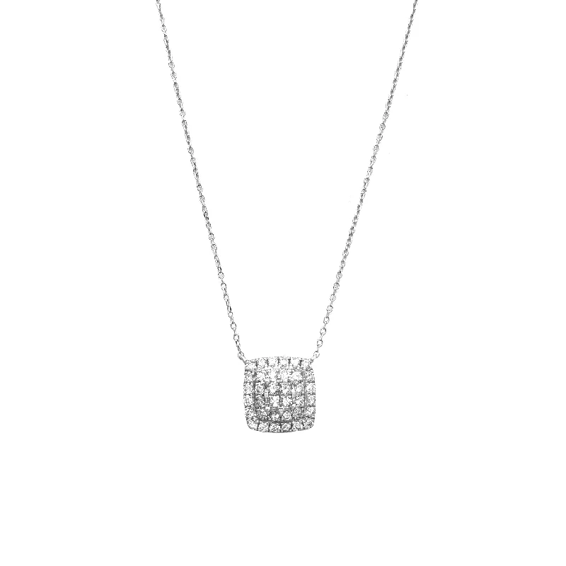 Large Crystal Necklace for Glamorous Look-Diamond Square Cluster Necklace (14K)