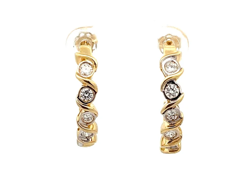 Chunky Gold Earrings-Diamond Wrap Earrings in 14k Yellow Gold