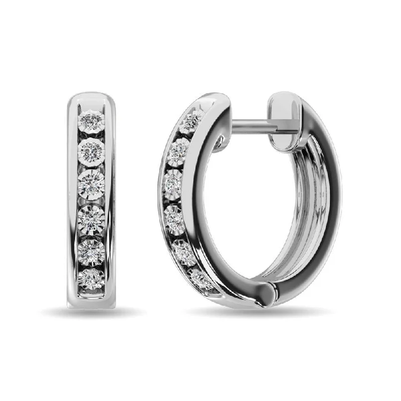 Artisanal Hoop Earrings-Diamond 1/50 ct tw Hoop Earrings  in Sterling Silver