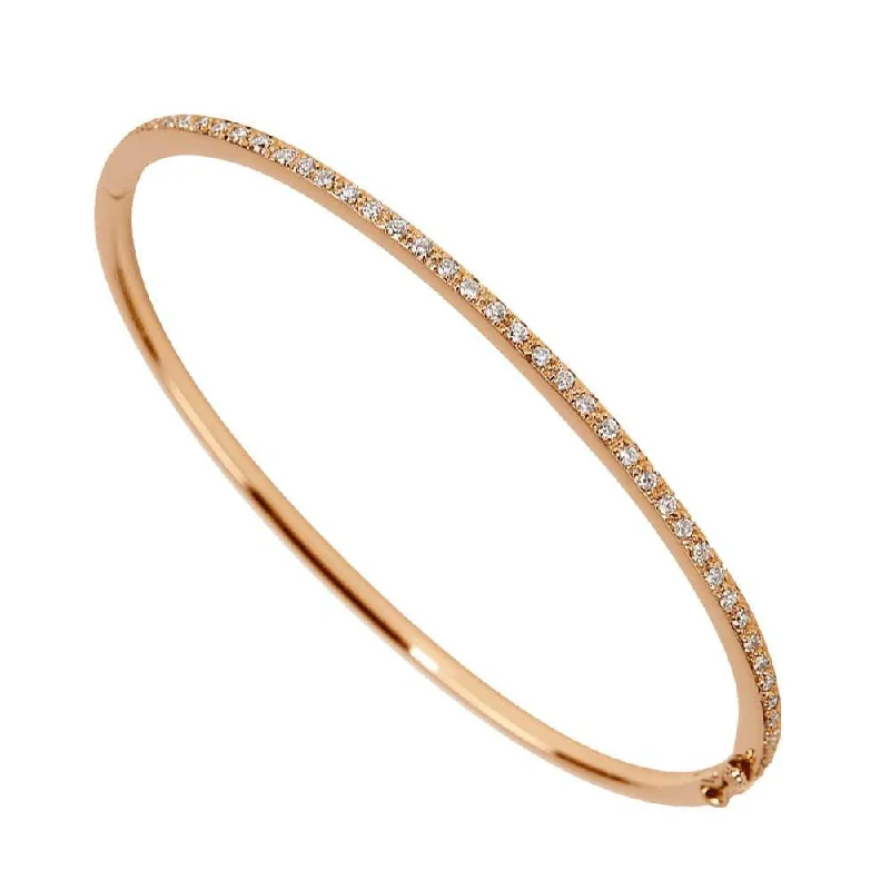 Custom Engraved Gold Bangles for Mother’s Day-18ct Rose Gold Pave Set Diamond Bangle