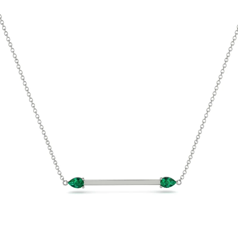 Classic Pearl Necklace for Weddings and Events-Minimalist Pear Emerald Necklace - Melissa No. 6