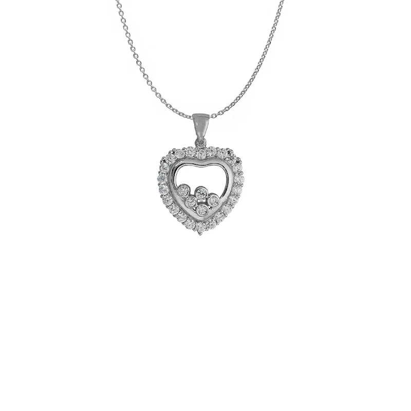 Designer Crystal Necklace for Fashion-Heart Necklace (Silver)