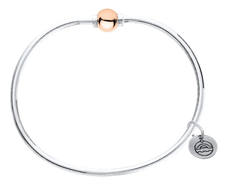 Elegant Silver Bracelet with Birthstone Charms-Authentic Cape Cod Bracelet made by Lestage - Sterling Silver w/ 14k Rose Gold Bead