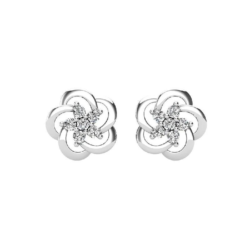 Geometric Hoop Earrings-Open Flower Diamond 1/8 Ct.Tw. Stud Earrings