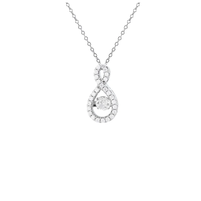 Sparkling Necklace with Multi-colored Gems-Infinity Necklace (Silver)