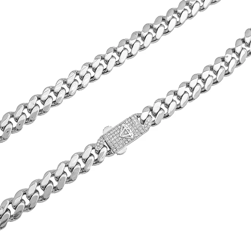 Classic Pearl Necklace for Bridesmaids-[Lightweight] Hollow Monaco Chain White Gold (14K)