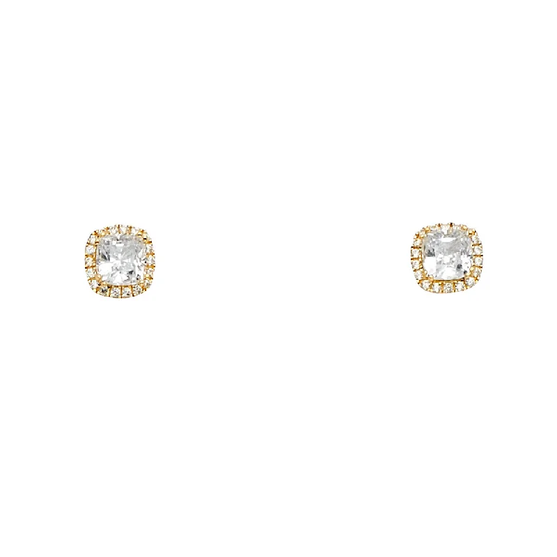 Fancy Silver Drop Earrings-14K CZ Earrings