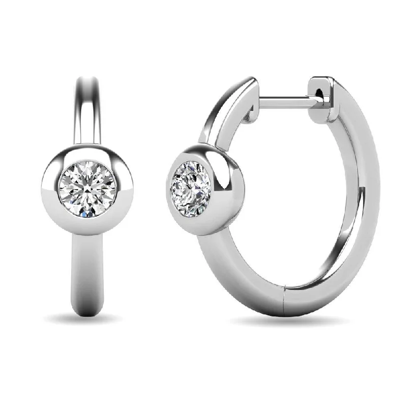 Bold Diamond Earrings-Diamond 1/10 ct tw Bezel Set Earrings in 10K White Gold