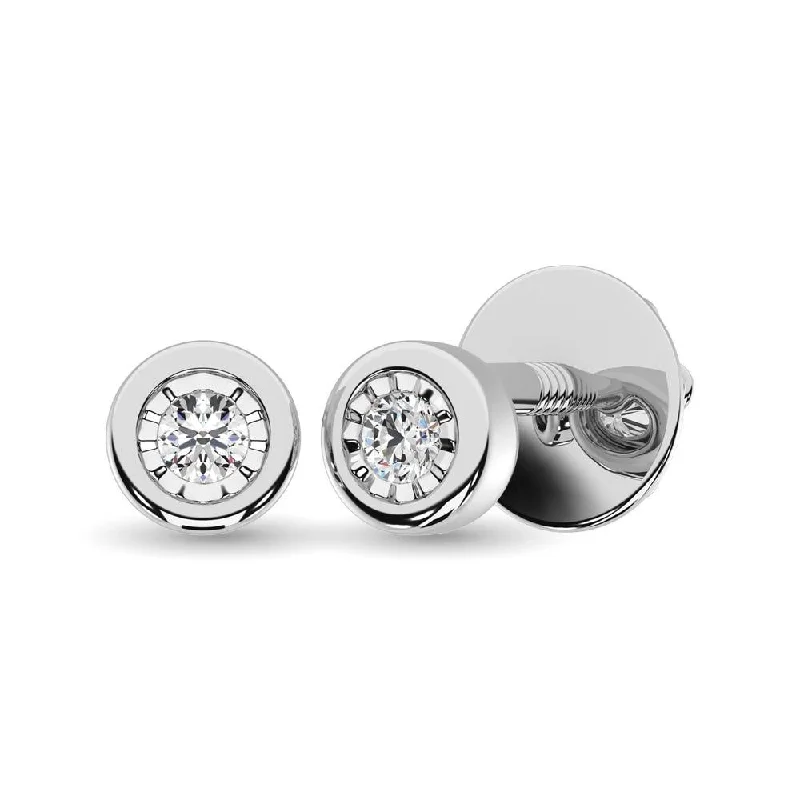 Extra Large Drop Earrings-Diamond Solitaire Stud Earrings in 10K White Gold