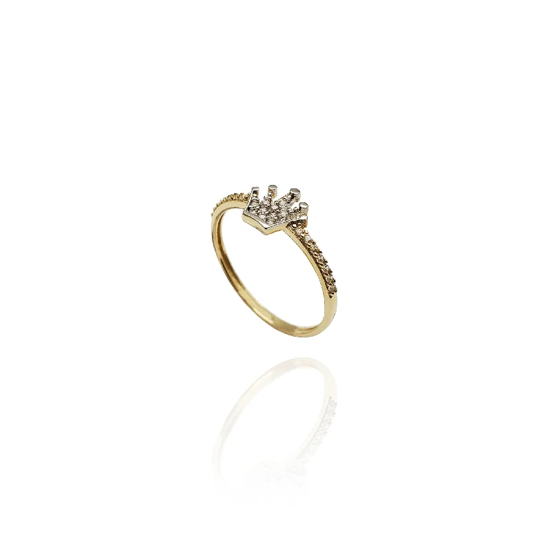 Trendy Stacking Rings for Everyday Style-Crown Thin CZ Ring (14K)