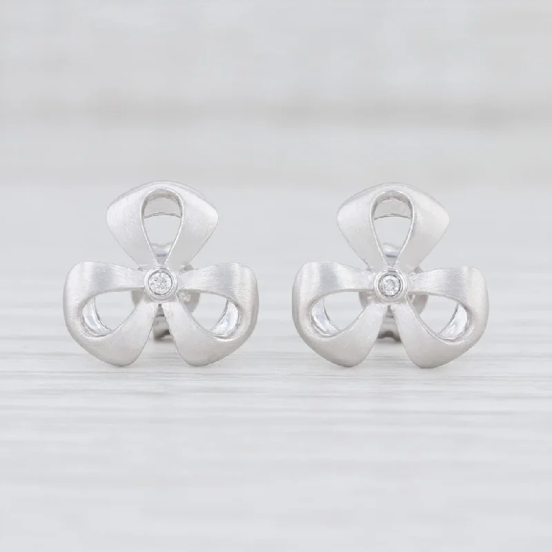 Dangle Earrings with Pearls-New Bastian Inverun Diamond Clover Earrings Sterling Silver 12701 Pierced Studs