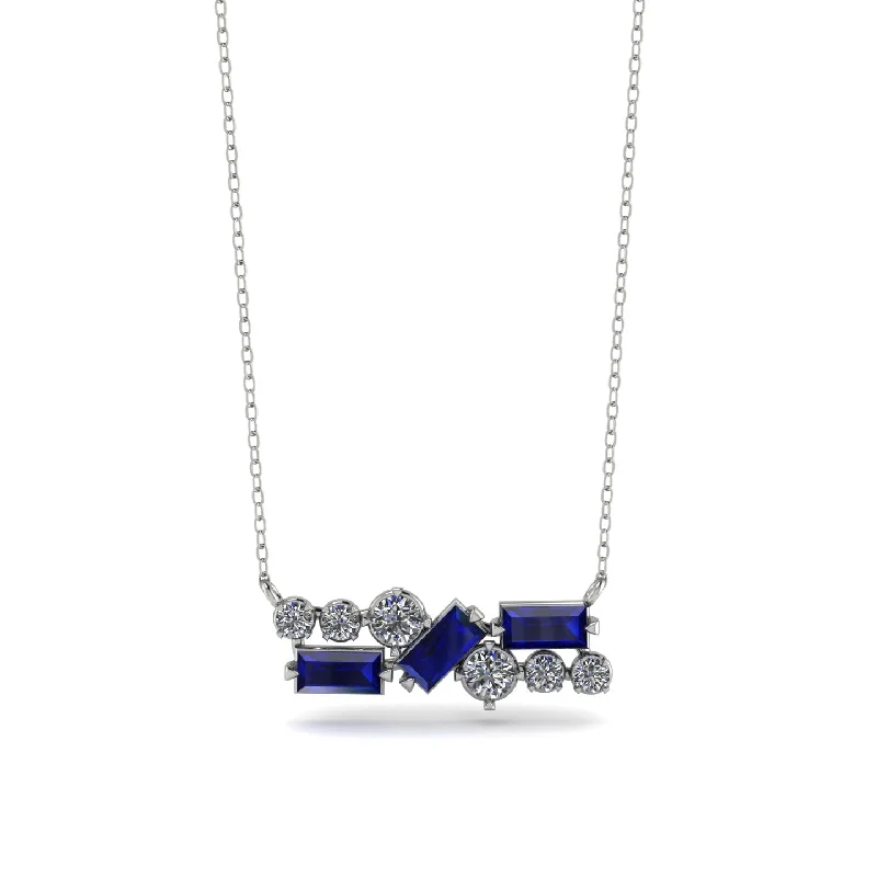 Sparkling Necklace with Multi-colored Gems-Sapphire Baguette Necklace Mix - Kinley No. 63