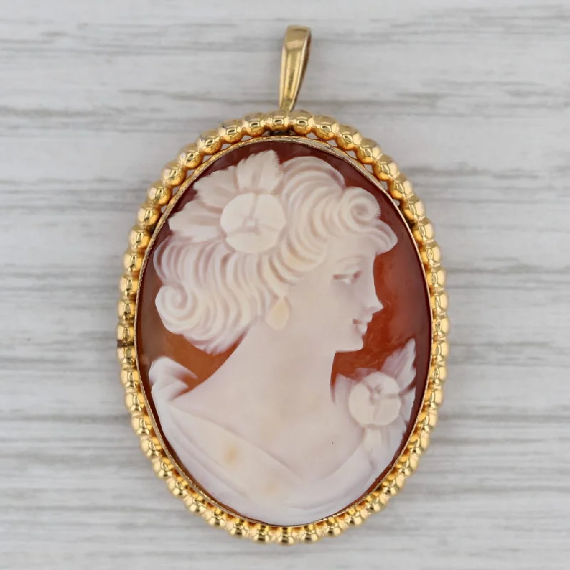 Pearl Brooch-Carved Shell Cameo Brooch Pendant Gold Filled Vintage Pin