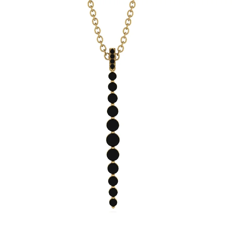 Customizable Necklace with Birthstone Charms-Tie Necklace Row Black Diamond - Paris No. 7