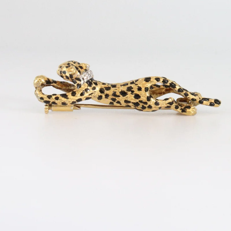 Brooch With Crystal Stones-18kt Leopard Brooch