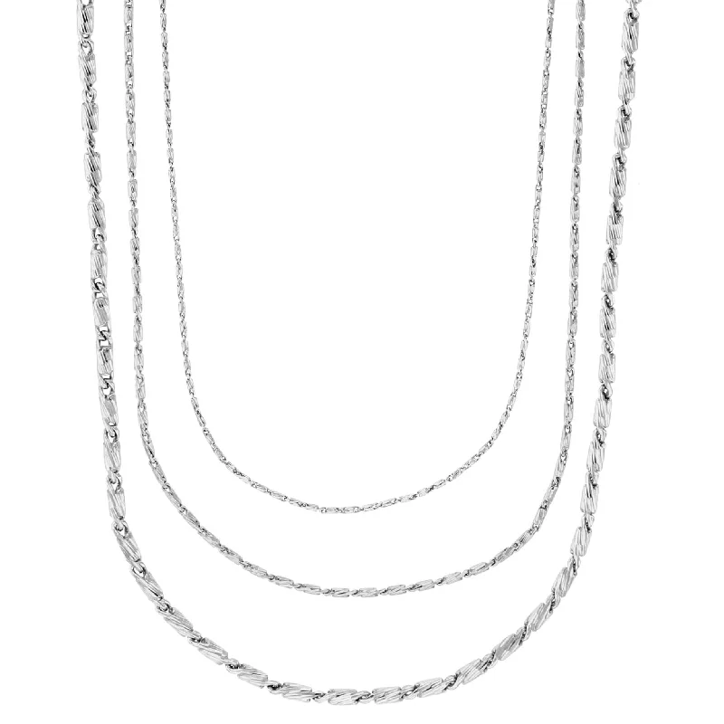 Elegant Gold Chain Necklace for Bridesmaids-White Gold Diamond Cut Razo Chain (14K)