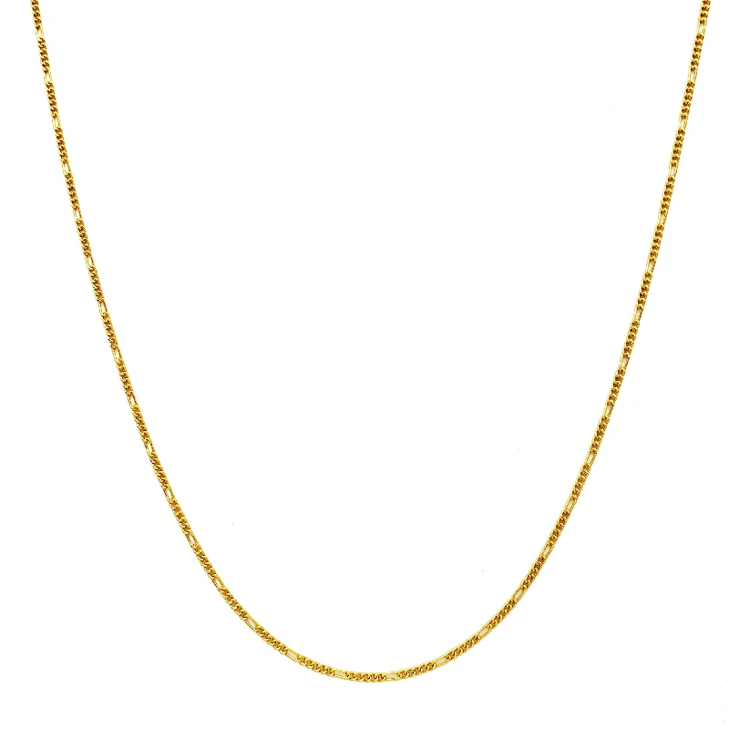 Simple Chain Necklace with Pendant-Figaro Link Chain (24K)