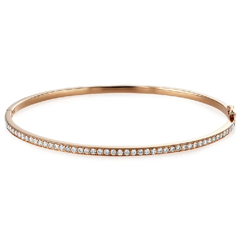 Personalized Bangles with Birthstones for Grandparents-18ct Gold Grain Set Diamond Bangle