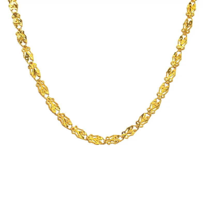 Fashionable Crystal Pendant Necklace-Fancy Locust Link Chain (24K)