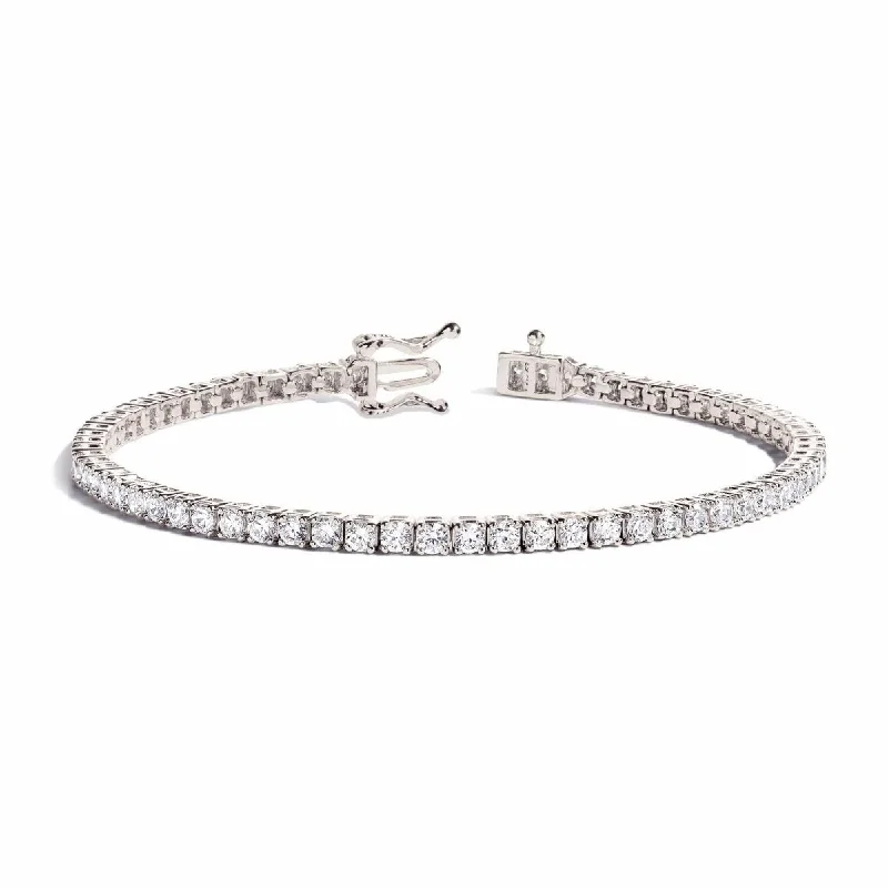 Luxury Silver Bracelet with Ruby Inlays-Diamond Tennis Bracelet