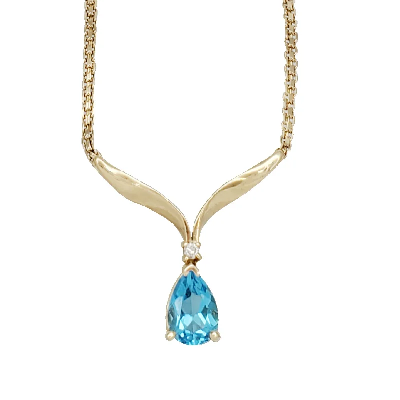 Layered Beaded Necklace for Women-Natural Aquamarine  Necklace (14 K)