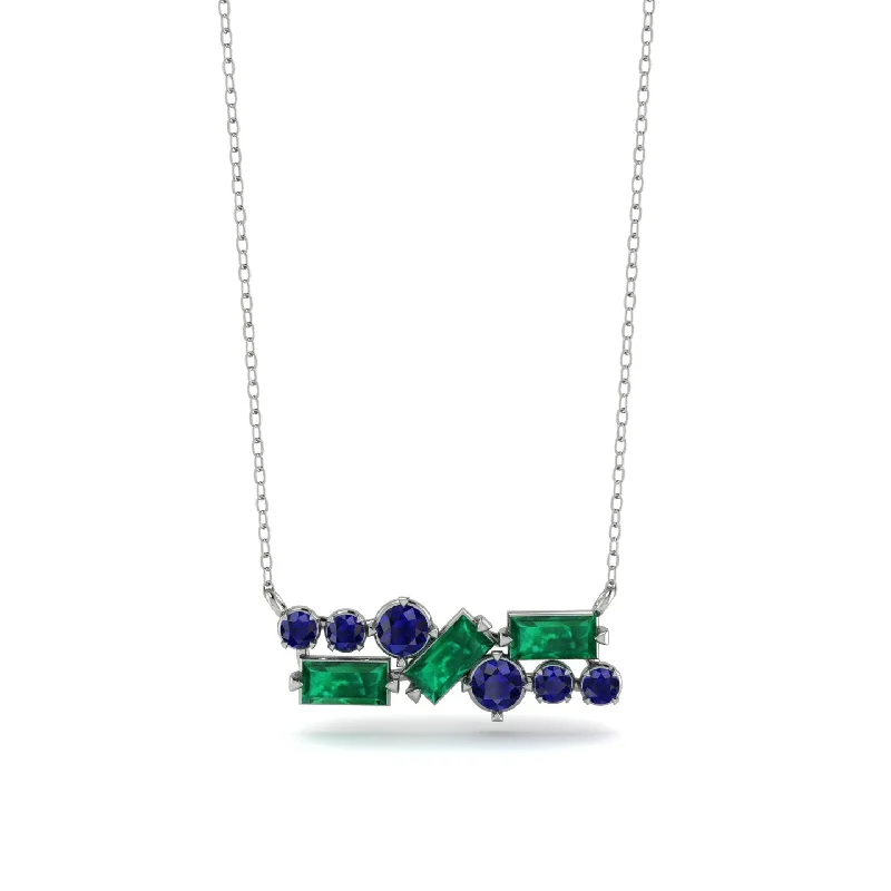 Customizable Pendant Necklace for Special Occasions-Emerald Baguette Necklace Mix - Kinley No. 30