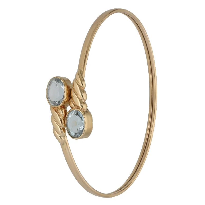 Elegant Crystal Bangles with Gold Accents-9ct Gold Topaz Bangle