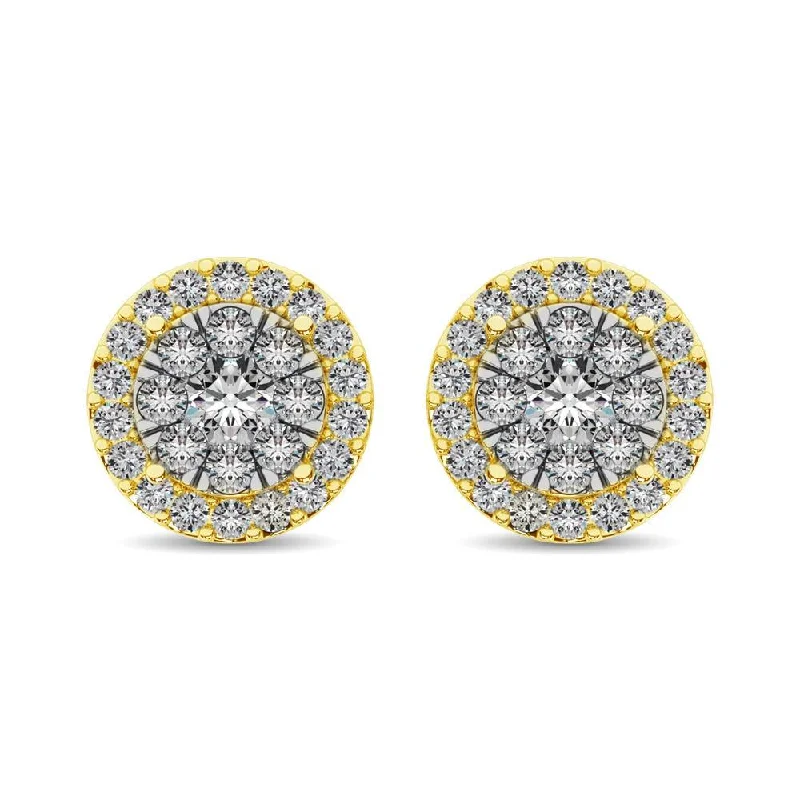 Dainty Gold Stud Earrings-Diamond Stud earrings 3/4 ct tw in 14K Yellow Gold