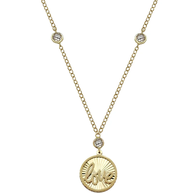 Elegant Black Diamond Necklace-Halo Love Medallion Necklace (14K)