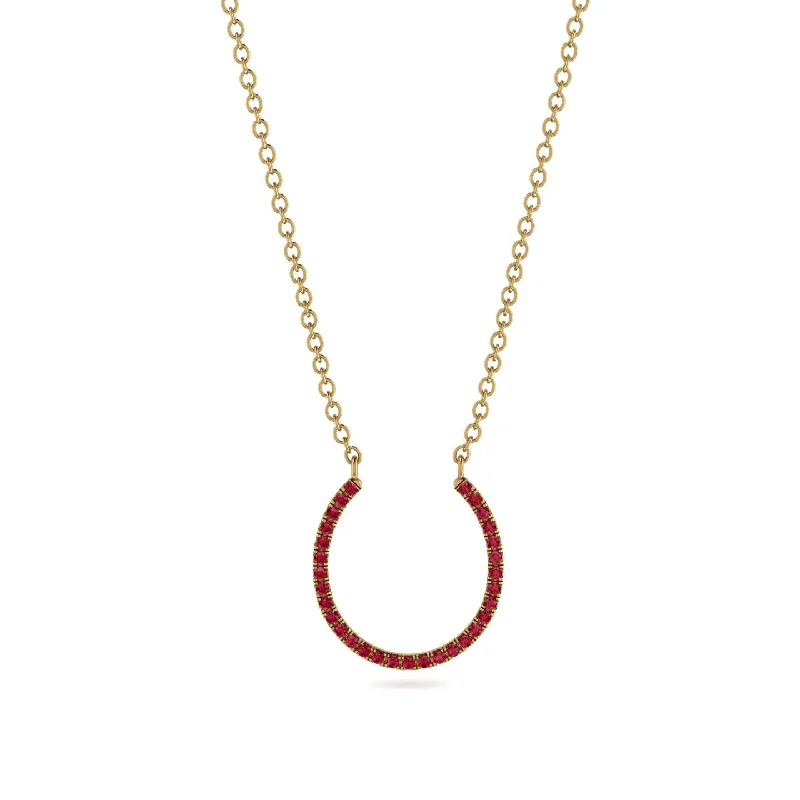 Personalized Name Necklace for Special Gifts-Horseshoe Ruby Necklace - Amira No. 10