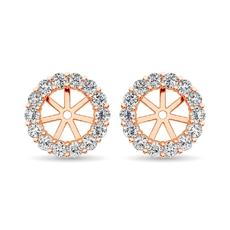 Colorful Boho Earrings-14K Rose Gold Diamond Earrings Jacket