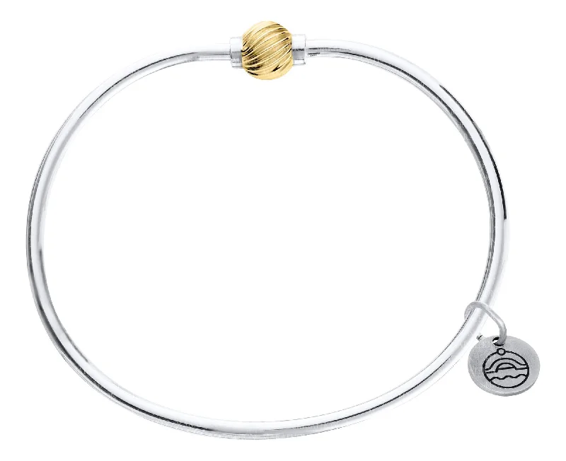 Personalized Sterling Silver Bracelet for Gifts-Authentic Cape Cod Bracelet made by Lestage - Sterling Silver w/ 14k Gold Swirl Ball